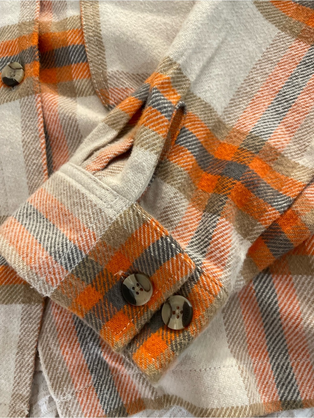 Brixton Cream, Orange & Gray Plaid Overshirt - Picture 5 of 5